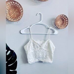 White Lace Cropped Tank w/ Side Zipper Size M Excellent Condition